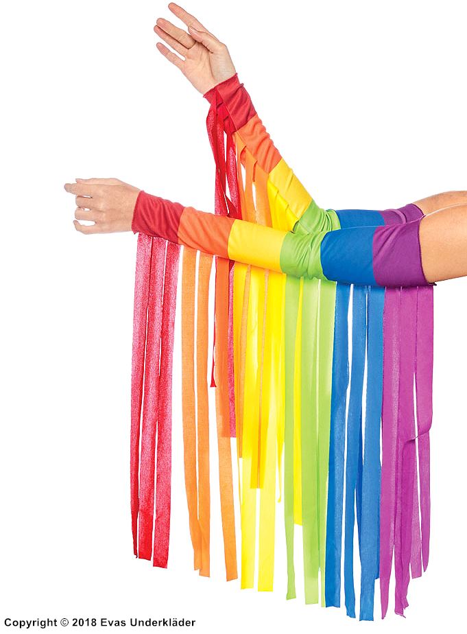 Decorative underarm sleeves, fringes, rainbow color